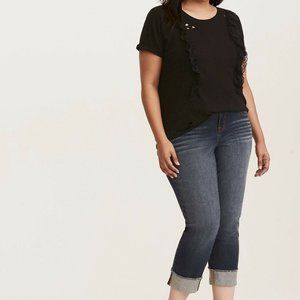 Ruffled Lace Destructed Tee Women's Size 00 is a s